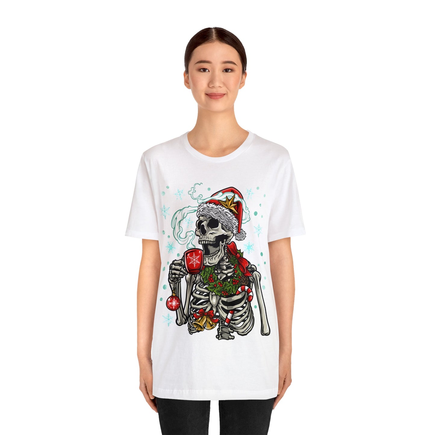 Skull drinking Coffee XMAS