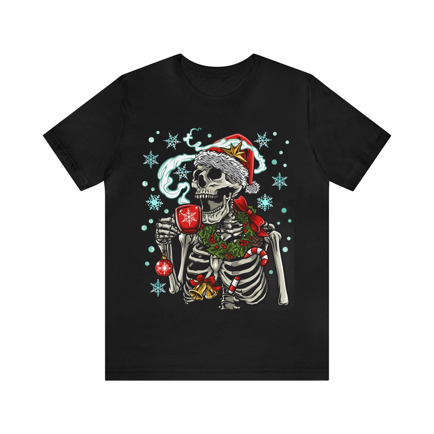Skull drinking Coffee XMAS