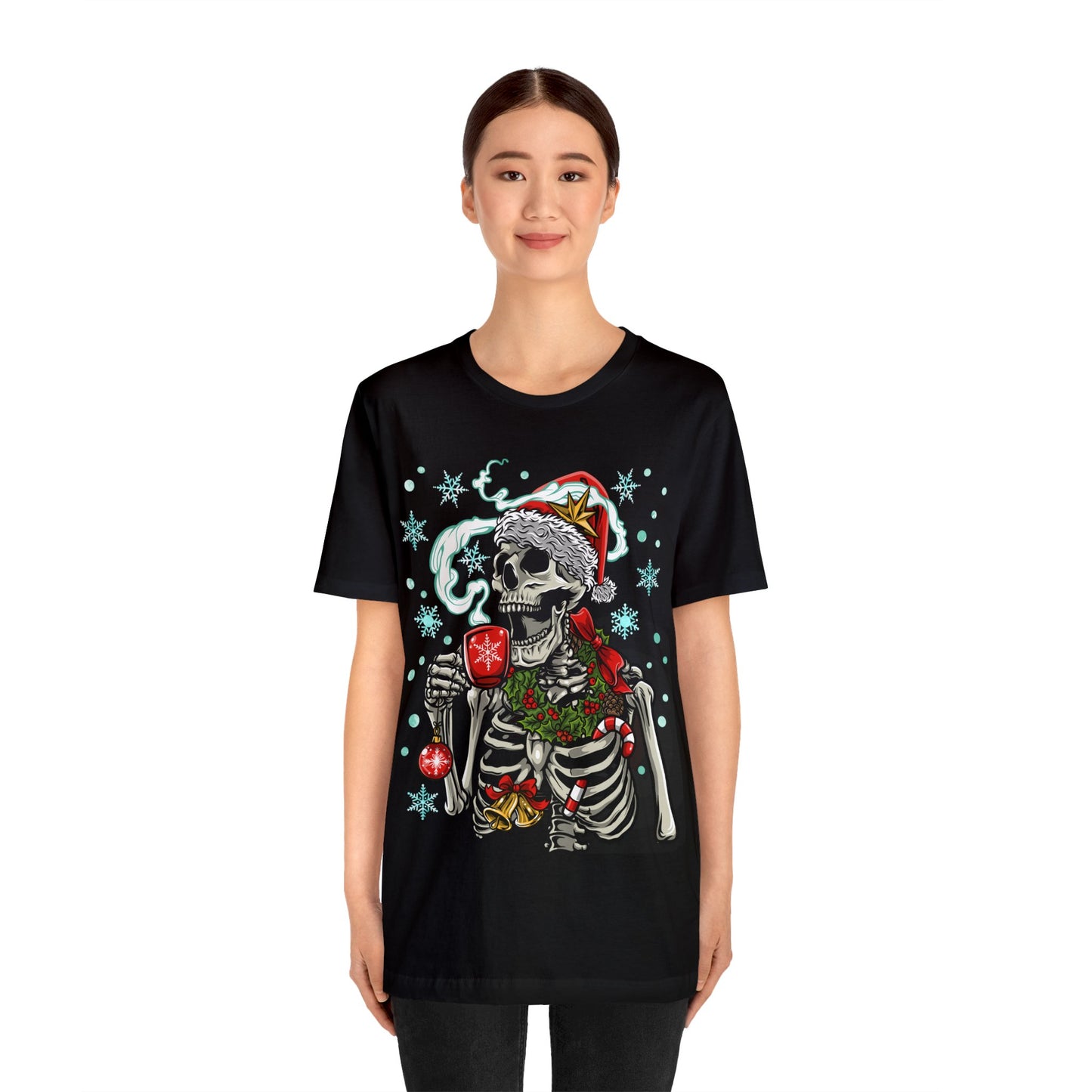 Skull drinking Coffee XMAS