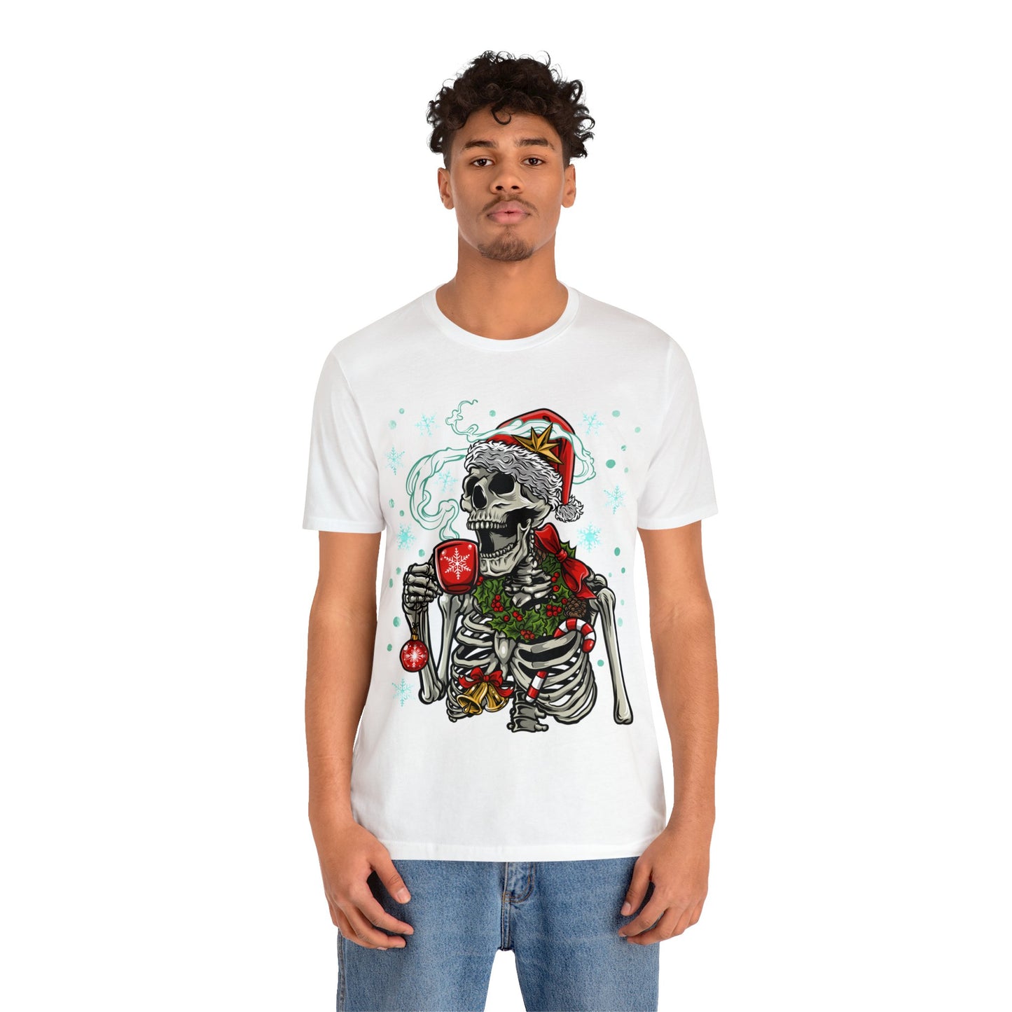 Skull drinking Coffee XMAS