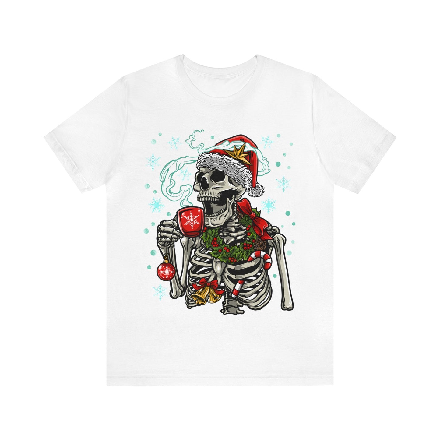 Skull drinking Coffee XMAS