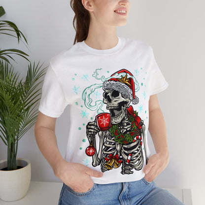 Skull drinking Coffee XMAS