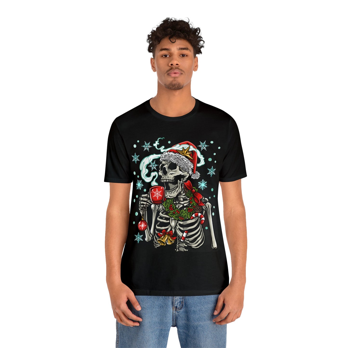 Skull drinking Coffee XMAS